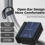 Arenzza wireless open-ear earbuds showing a sleek design and lightweight build, designed for clear sound and outdoor use.