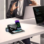 Arenzza 7-in-1 Wireless Charging Station for smartphones, earbuds, and smartwatch with multiple charging pads and ports.