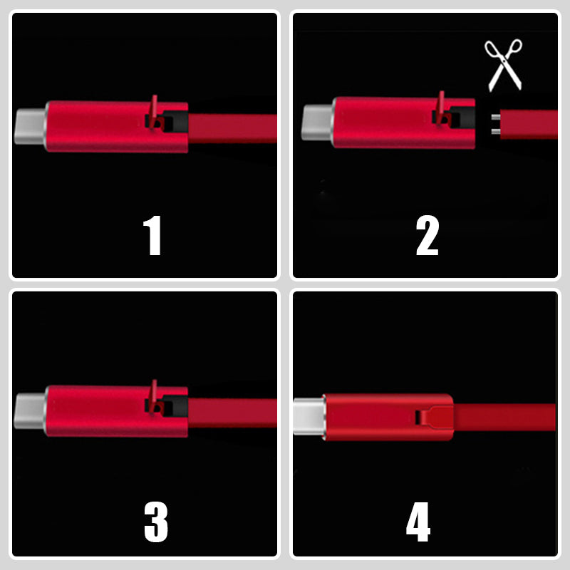 Arenzza renewable cuttable charging cable for electronics and accessories, featuring a flexible, eco-friendly design with visible connectors.