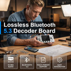 Arenzza Bluetooth 5.3 Lossless Audio Decoder Board showing electronic circuit with connectors and components for audio decoding.