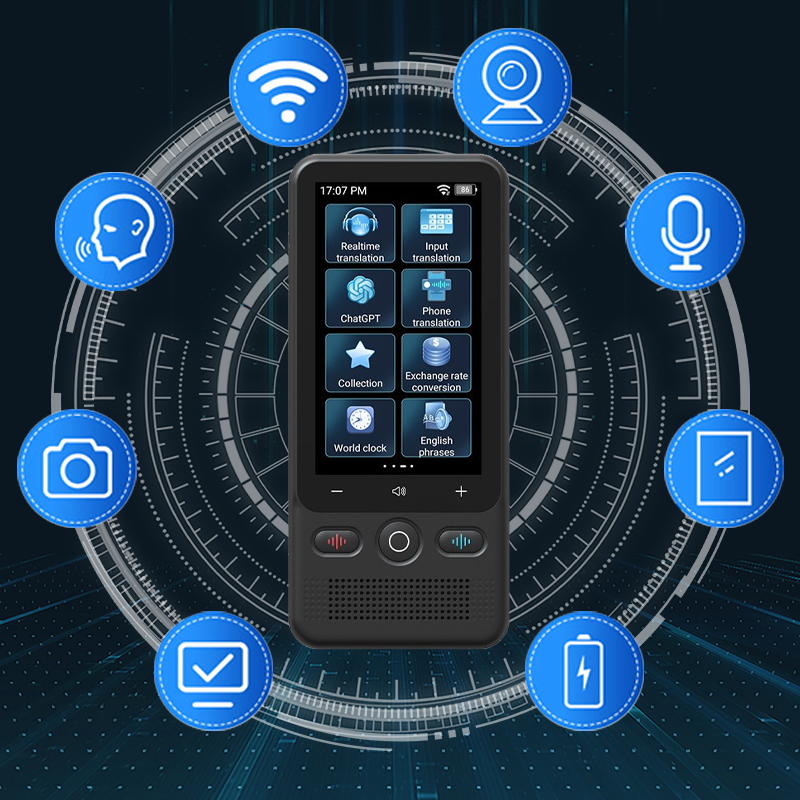 Arenzza 2-in-1 portable translation device with screen and microphone for real-time language translation, electronics accessory.