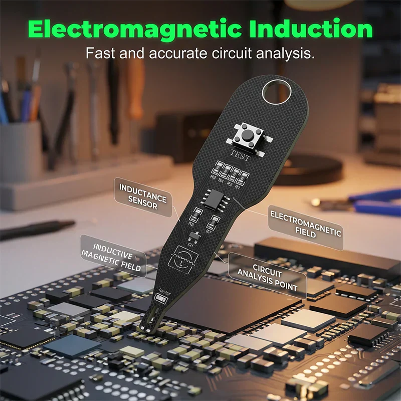 Arenzza electromagnetic induction circuit tester with digital display and probes for testing electrical circuits and components.