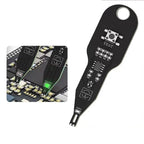 Arenzza electromagnetic induction circuit tester showing a handheld device with display and test leads for electronics troubleshooting.
