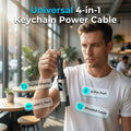 Arenzza 4-in-1 digital display keychain charging cable with multiple connector types and compact design for electronic devices.