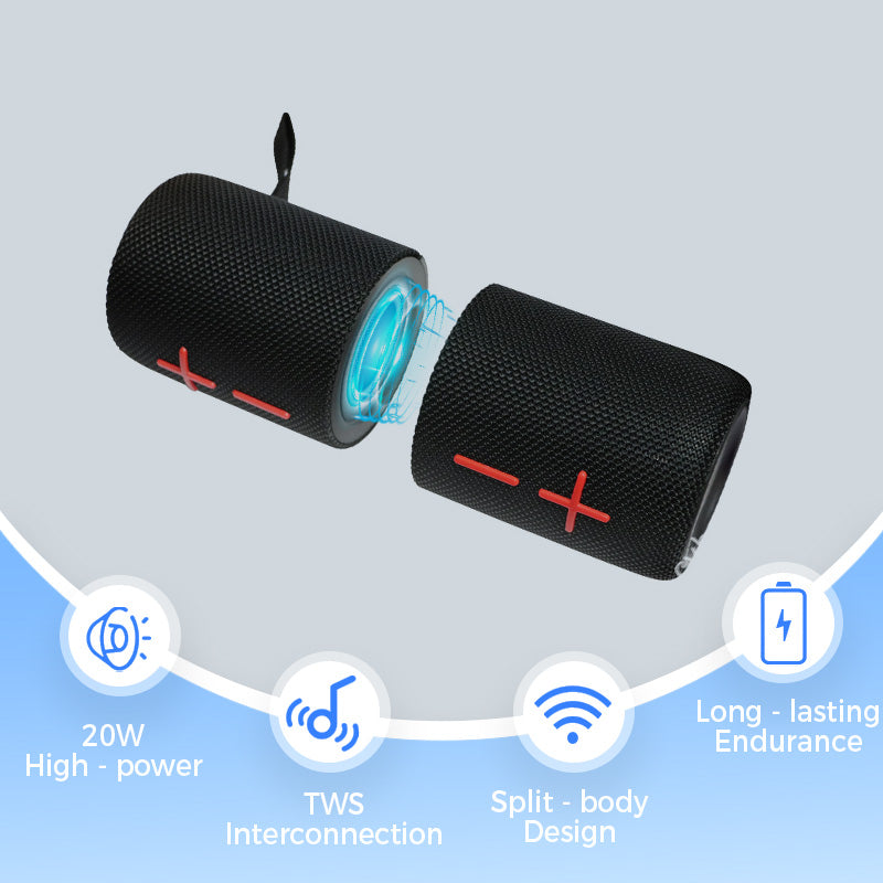 Arenzza 2-in-1 magnetic dual splittable Bluetooth speaker, compact electronics accessory with festive Christmas design.