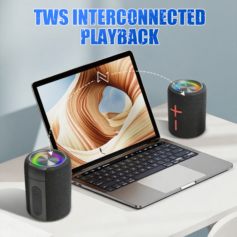 Arenzza 2-in-1 magnetic Bluetooth speaker with split design, featuring dual speakers and a sleek black electronic accessory.