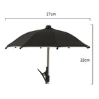 Arenzza clip-on phone umbrella sun shade attached to a smartphone, providing protection from sunlight while outdoors.
