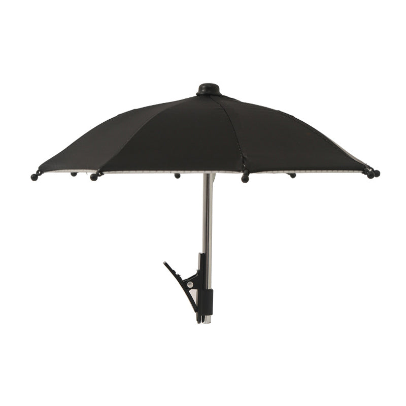 Arenzza clip-on phone umbrella sun shade attached to a smartphone, providing protection from sun glare with a compact design.