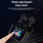 Arenzza Compact Touch-Control Clear-Sound Earbuds with sleek design and touch interface, positioned on a white background.
