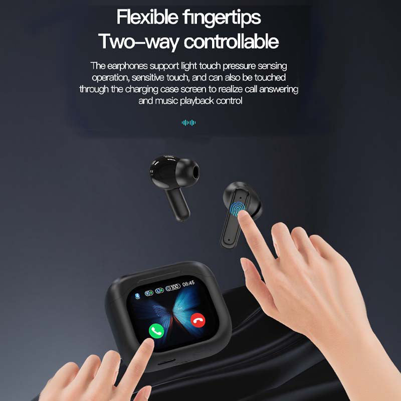 Arenzza Compact Touch-Control Clear-Sound Earbuds with sleek design and touch interface, ideal for electronics and audio accessories.