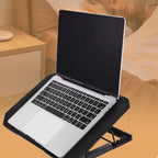 Arenzza adjustable laptop cooling stand with built-in fan and ergonomic design for improved airflow and comfort.