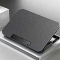 Arenzza adjustable laptop cooling stand with built-in fan, featuring a sleek design and ergonomic support for electronics and accessories.