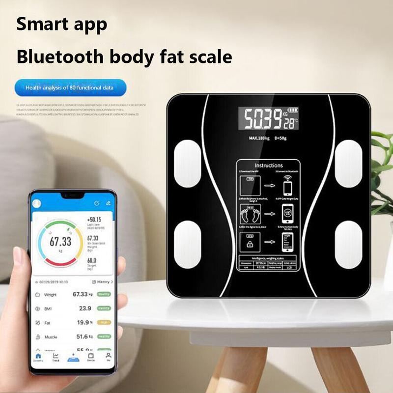 Arenzza Smart BMI digital wireless weight scale with LCD display, showing weight and body metrics on a sleek electronic device.