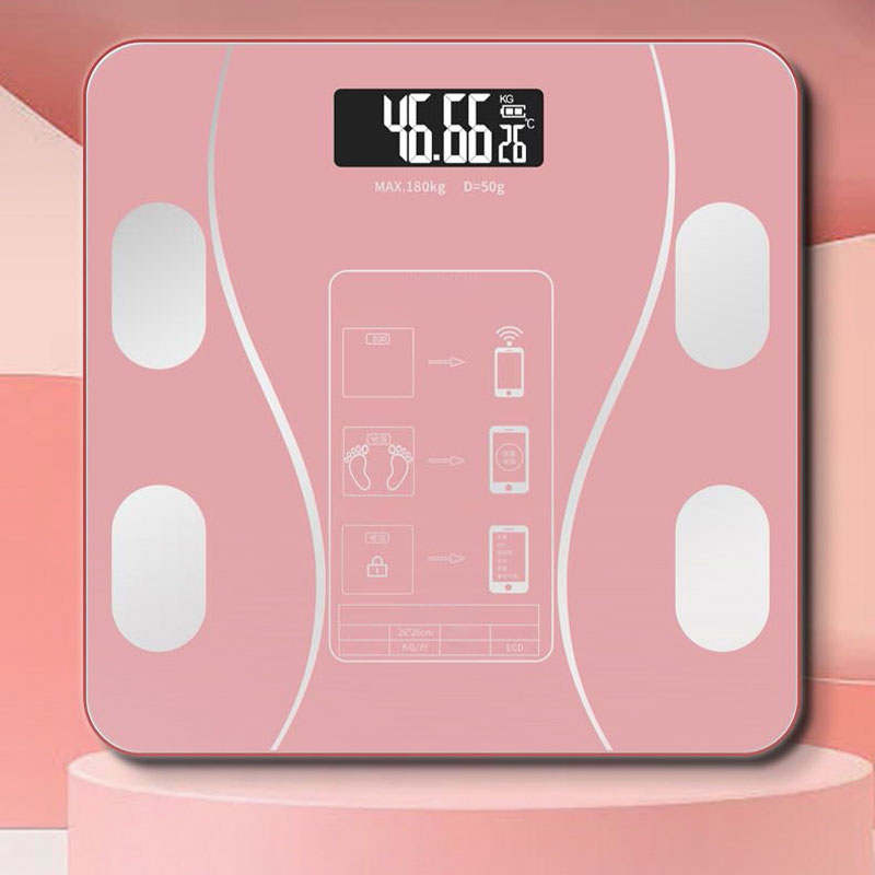 Arenzza Smart BMI digital wireless weight scales with LCD display, showing weight measurement on a sleek electronic bathroom scale.