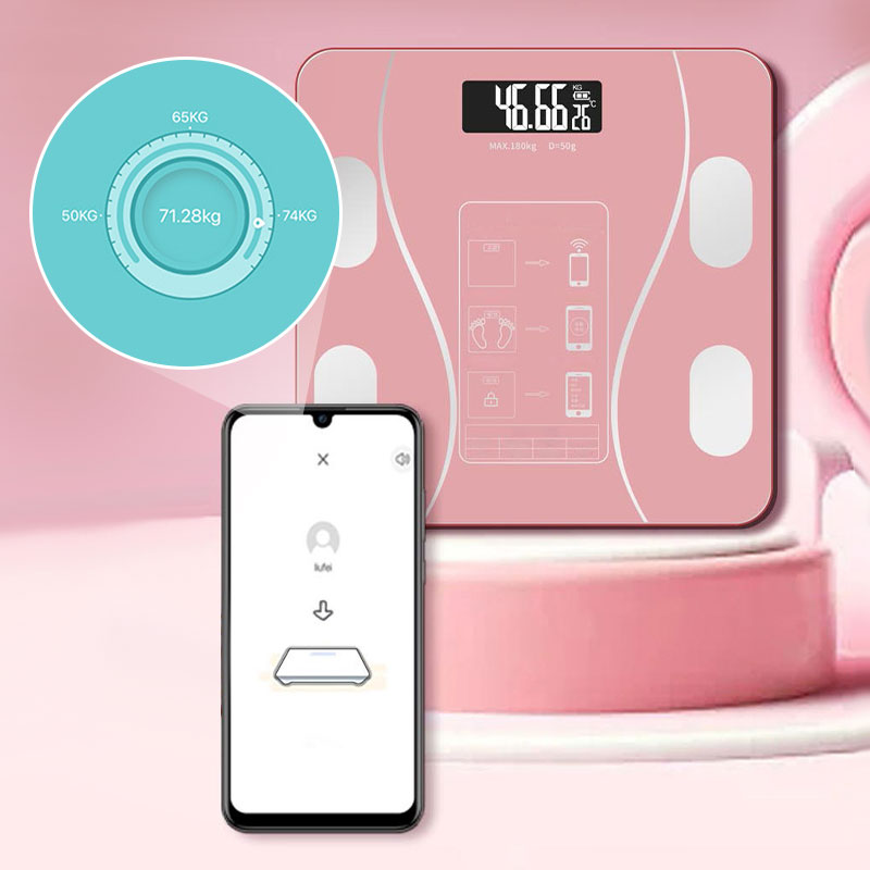 Arenzza Smart BMI digital wireless weight scales with LCD display showing weight measurements on a sleek electronic bathroom scale.