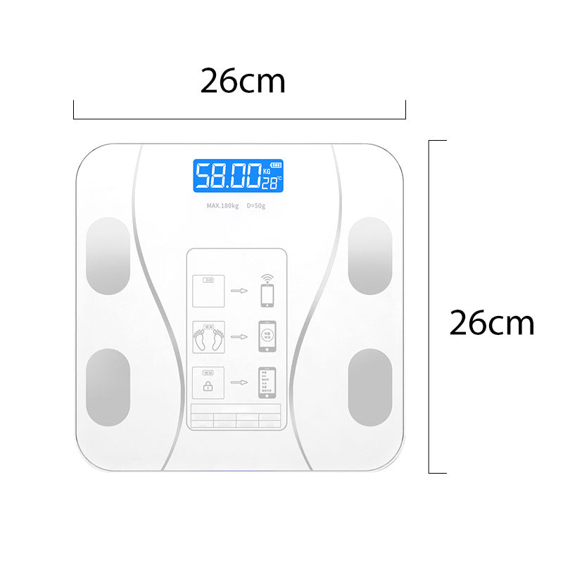 Arenzza Smart BMI digital wireless weight scales with LCD display showing weight and BMI readings, in a sleek black design.
