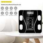 Arenzza Smart BMI digital wireless weight scales with LCD display, showing weight measurement on a sleek black electronic device.