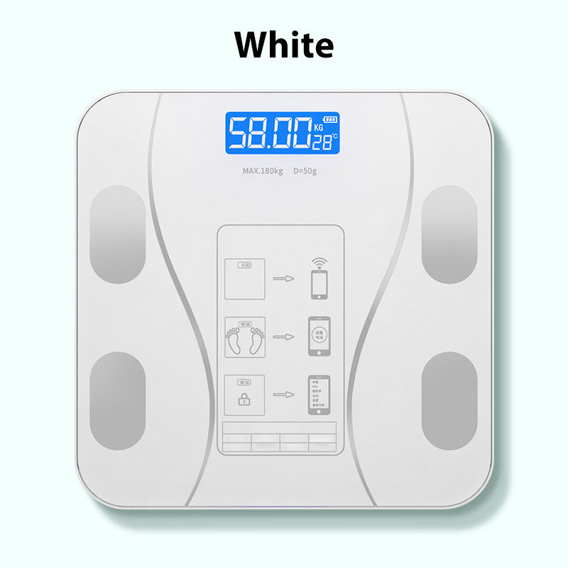 Arenzza Smart BMI digital wireless weight scale with LCD display, showing weight measurement on a sleek electronic bathroom scale.