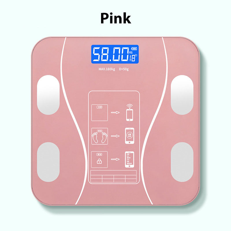 Arenzza Smart BMI digital wireless weight scales with LCD display, showing weight measurement on a sleek electronic bathroom scale.