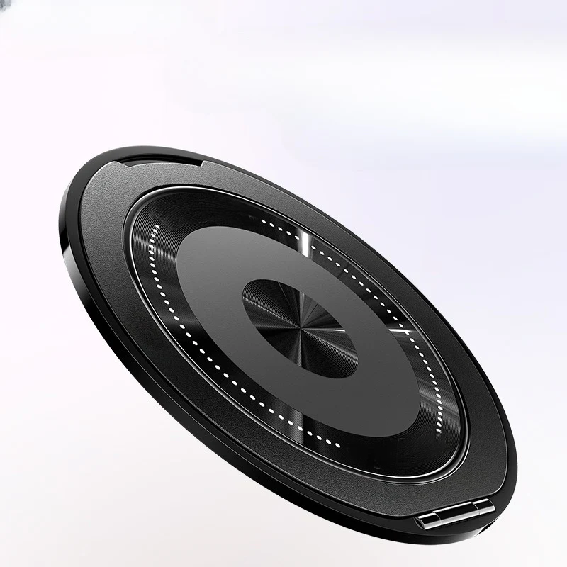 Aarenza MagSpin Ultra magnetic phone stand with sleek design and haptic feedback, holding a smartphone in an upright position.