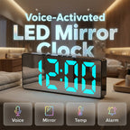 Arenzza minimalist digital alarm clock displaying time on a sleek black screen, suitable for bedroom and office use.