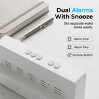 Arenzza minimalist digital alarm clock displaying time on a sleek black and white design for bedroom or office use.