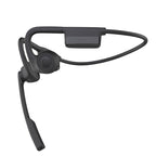 Arenzza open air conduction wireless Bluetooth headset with microphone, black design, showing ear tips and controls.