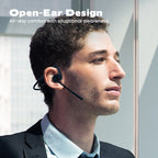 Arenzza open air conduction wireless Bluetooth headset with microphone, black and sleek design, shown on a white background.