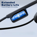 Arenzza open air conduction wireless Bluetooth headset with microphone, black design, showing ear hooks and control buttons.