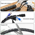 Arenzza anti-bite cable ties and wire cover sleeves for cable organization, shown in black and designed for electronics and accessories.