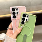 Arenzza magnetic phone case with stand for Galaxy series, showing the black protective case with built-in stand feature.
