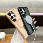 Arenzza magnetic phone case with stand for Galaxy series smartphones, featuring a sleek black design and built-in stand functionality.