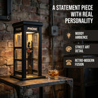 A vintage phone booth ambient lamp by Arenzza, featuring a retro-inspired design perfect for cozy electronic decor.