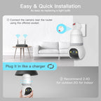 Arenzza 4MP wireless outdoor indoor security camera with night vision, 5G & 2.4GHz Wi-Fi, compact electronic security device.