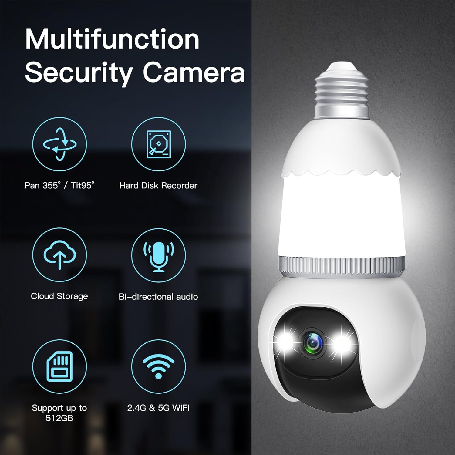 Arenzza 4MP wireless outdoor and indoor security camera with night vision, 5G & 2.4GHz connectivity, compact design