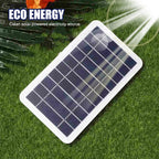 Arenzza SunFlex™ 2W ultra-thin flexible solar charger with 5V USB output, shown folded with solar photovoltaic surface and USB port.
