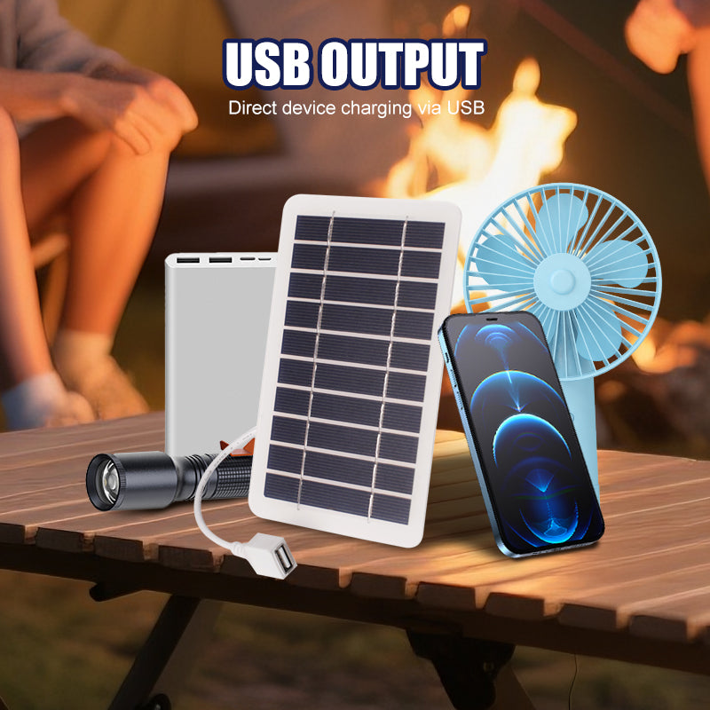Arenzza SunFlex™ 2W ultra-thin flexible solar charger with 5V USB output, shown in a close-up view highlighting its slim design.