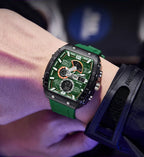 Arenzza multi-function digital watch displaying time, date, and sports features on a black strap and digital display.