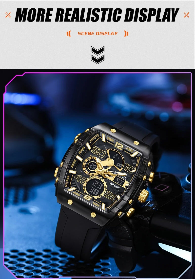Arenzza multi-function digital sport and casual watch with a black strap, digital display, and multiple features for active wear.