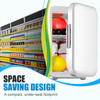 Arenzza 4L mini car refrigerator for keeping drinks and snacks cool, compact and portable electronics accessory in a vehicle.