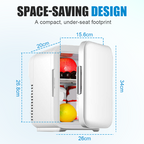 Arenzza 4L mini car refrigerator for keeping drinks and snacks cool, portable compact design, perfect for travel and on-the-go use.