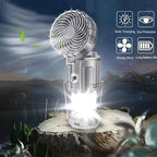 Arenzza portable LED camping lantern with built-in fan, compact outdoor electronic accessory for camping and outdoor adventures.
