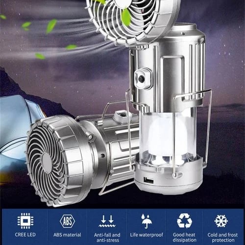 Arenzza portable LED camping lantern with built-in fan, compact outdoor electronics and accessories for camping and outdoor activities.