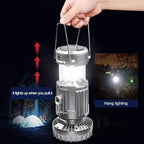 Arenzza portable LED camping lantern with built-in fan, compact electronic camping accessory for outdoor illumination and cooling.