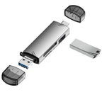 Arenzza 6-in-1 USB 3.0 OTG card reader with multiple ports for easy data transfer and device connectivity.