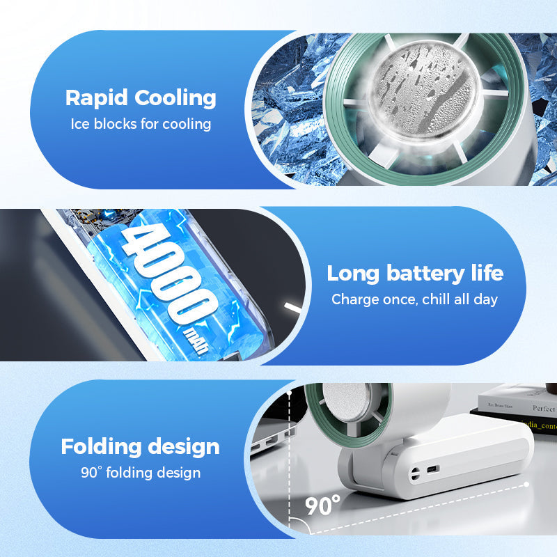 Arenzza handheld portable fan with built-in ice cooler, compact electronic accessory for cooling on the go.
