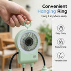 Arenzza flexible robot desk fan with LED light, compact electronic fan with adjustable head and illuminated detail.