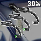 Arenzza rotatable and retractable car phone holder mounted on a vehicle dashboard holding a smartphone securely.