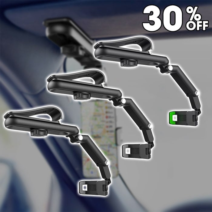 Arenzza rotatable and retractable car phone holder, mounted on a dashboard with a smartphone secured for easy access.