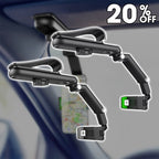 Arenzza rotatable and retractable car phone holder mounted on a car dashboard, holding a smartphone securely.